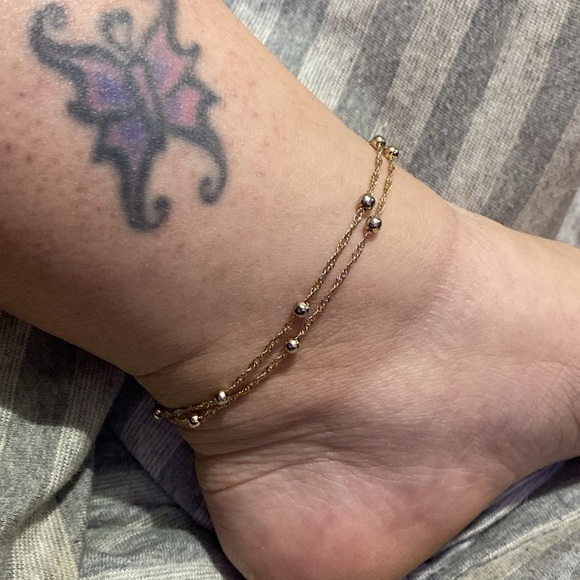 # 18 Elegant Gold Tone Beaded Ankle Bracelet - Picture 5 of 6